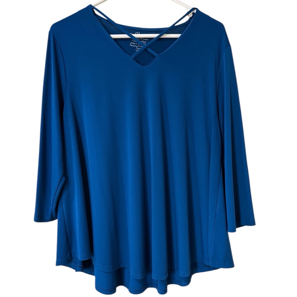 Chico's Royal Blue V-Neck Tunic with Crossback Straps